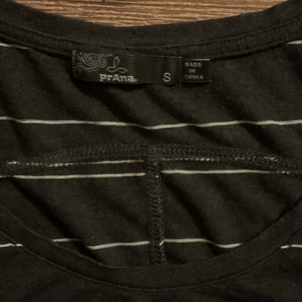 Prana Foundation Black Tank with Thin White Stripes - Picture 3 of 4